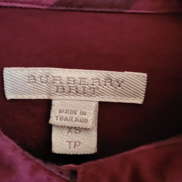 Burberry Brit button-up long sleeve Burgundy designer shirt size xtra-small - Picture 4 of 6